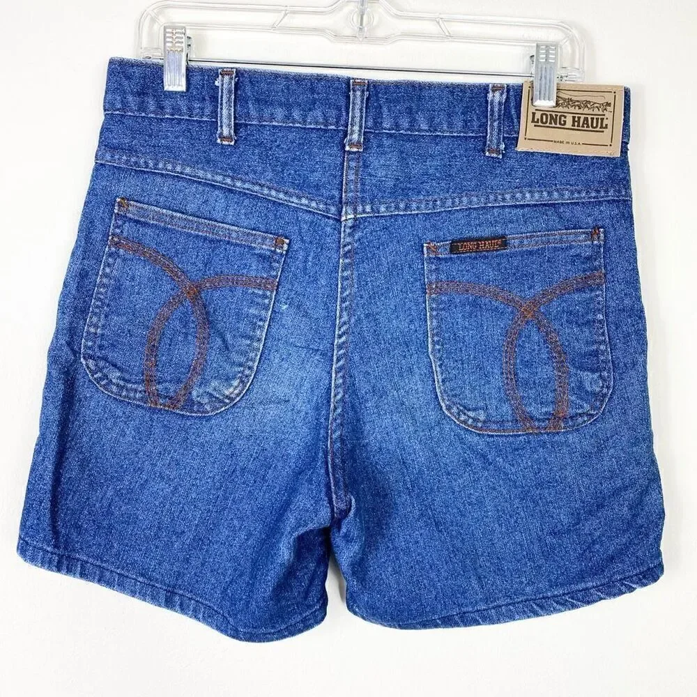 Vintage Long Haul Blue Denim Western Mom Jean Shorts Size 12/32